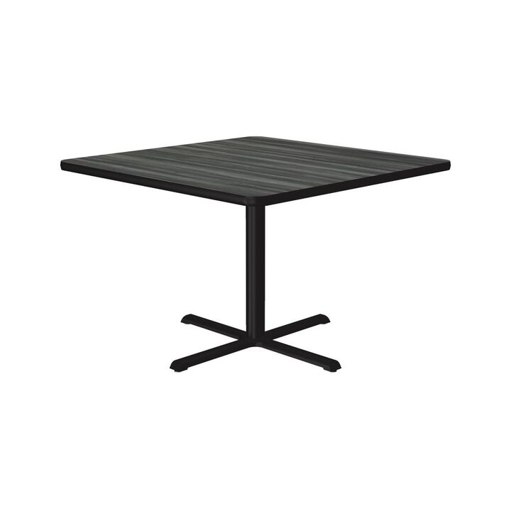 Correll Table Height Deluxe High-Pressure Café and Breakroom Table, 42x42 SQUARE, NEW ENGLAND DRIFTWOOD BLACK