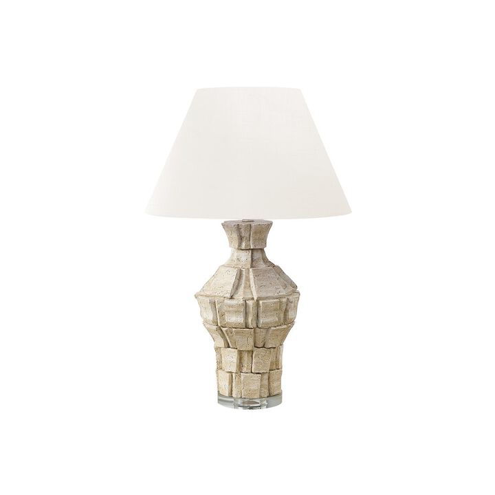 28"H, Table Lamp, Beige Resin, Ivory / Cream Shade, Contemporary, Modern