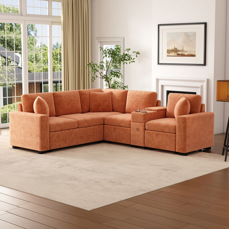 L-shaped Convertible Sectional Sofa Sleeper.