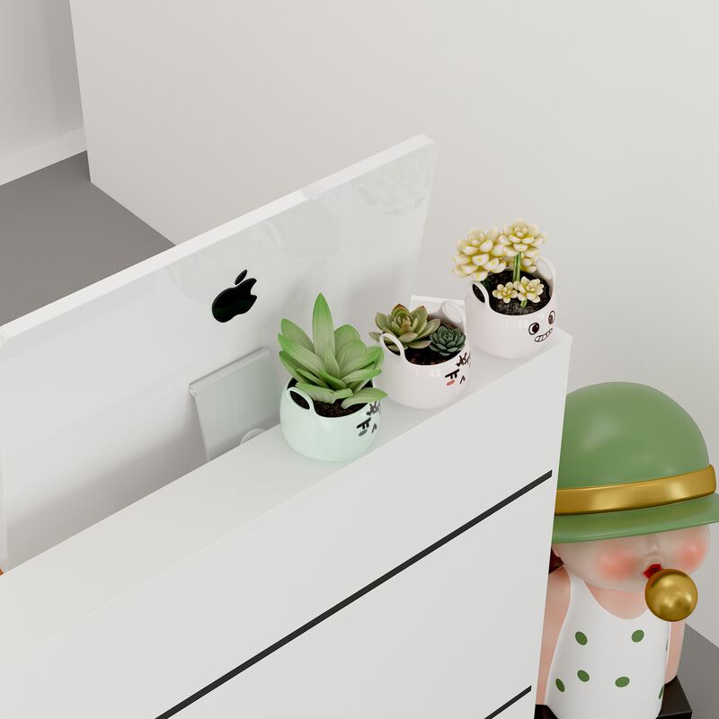 FUFU&GAGA Modern White Desk with Raised Shelf and Spacious Work Surface (47.2" W x 39.4" H x 19.7" D),White