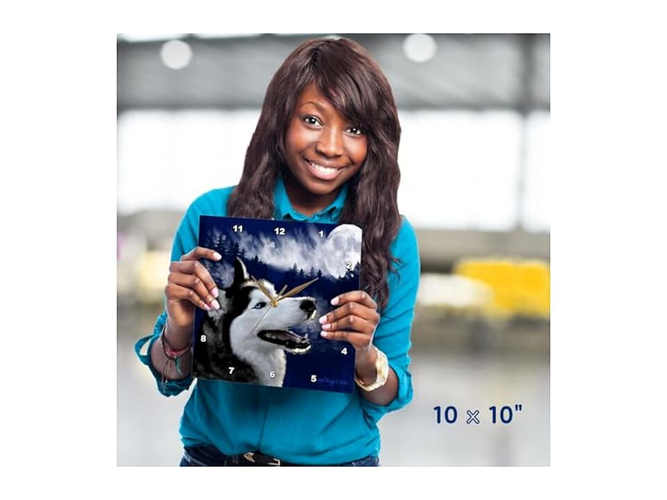 Blue Eyed Alaskan Husky Wall Clock 10 Inch Home Decor