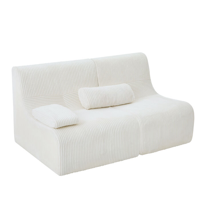 Merax Customizable Modular Sofa with Corduroy Upholstery, Easy Delivery via Compression Packaging