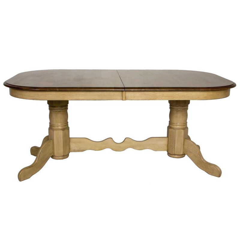 Sunset Trading Brook 96 Oval Double Pedestal Extendable Dining Table