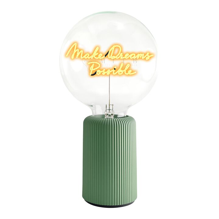 Bulb MAKE DREAMS POSSIBLE Amber with Base Table Lamp PORTABLE Pop