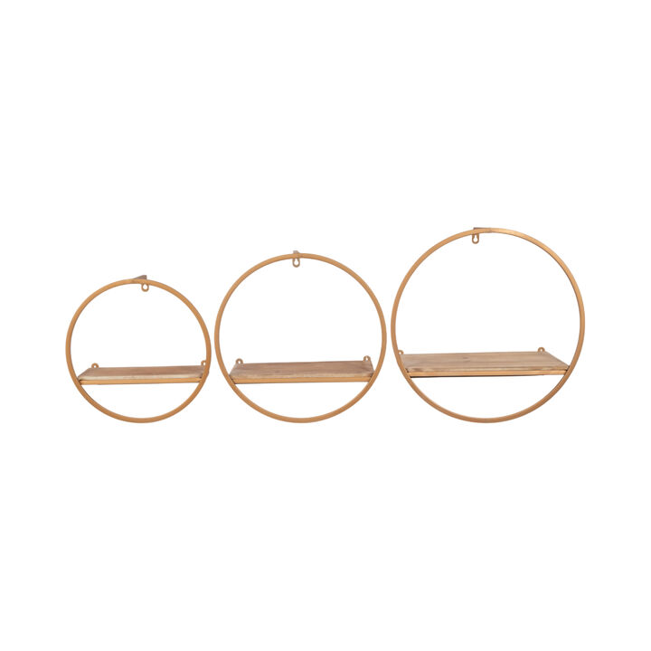 S/3 Metal & Wood Wall Shelves