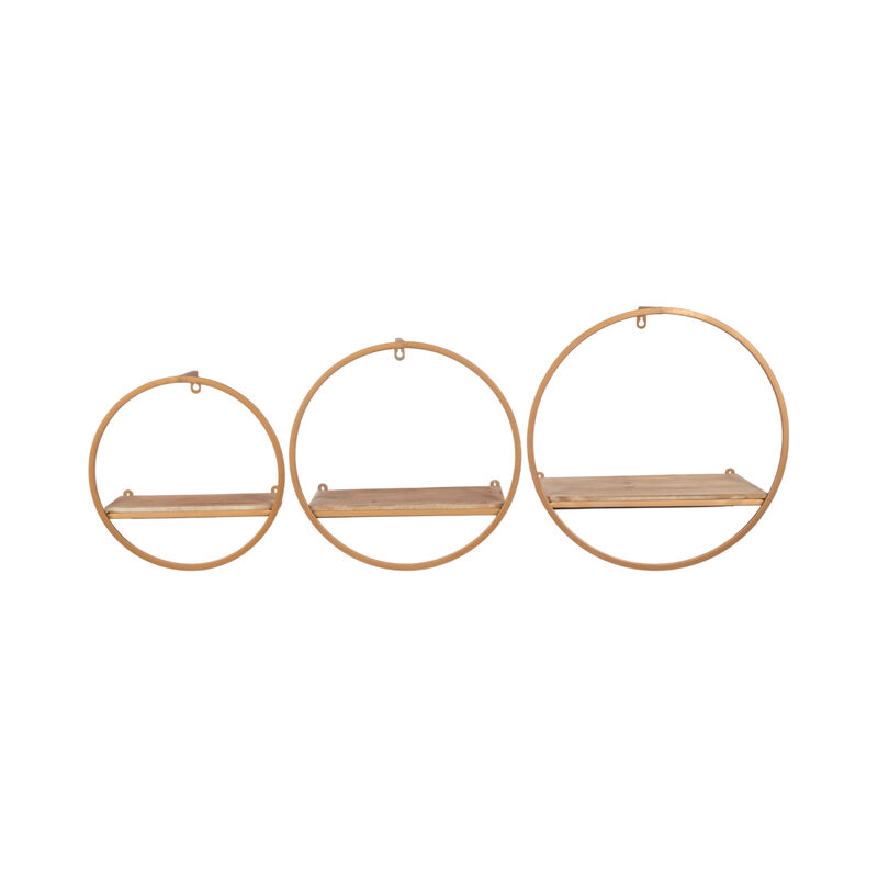 S/3 Metal & Wood Wall Shelves image number 0