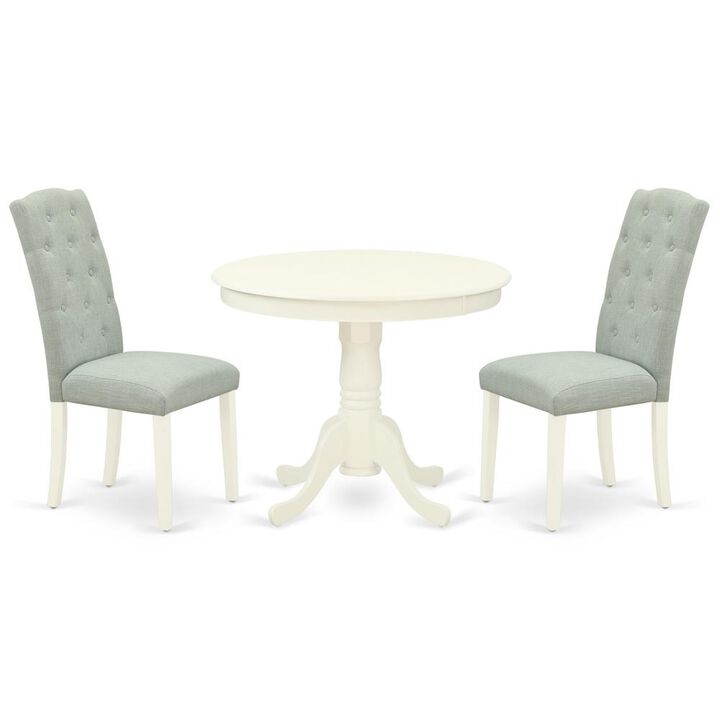 East West Furniture Dining Room Set Linen White