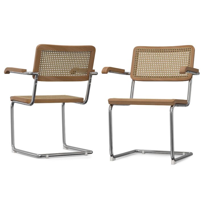 Simpli Home Madalyn Dining Arm Chair ( Set of 2 ) in Natural Rattan