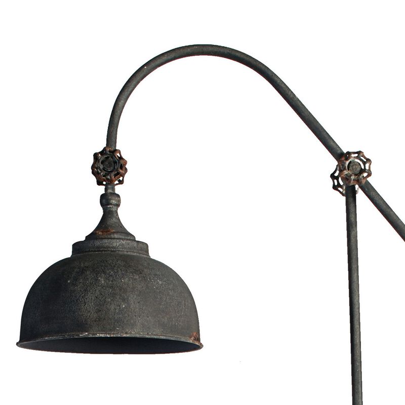 67 Inch Iron Floor Lamp, Adjustable Length Arm, Industrial Antique Black - Benzara