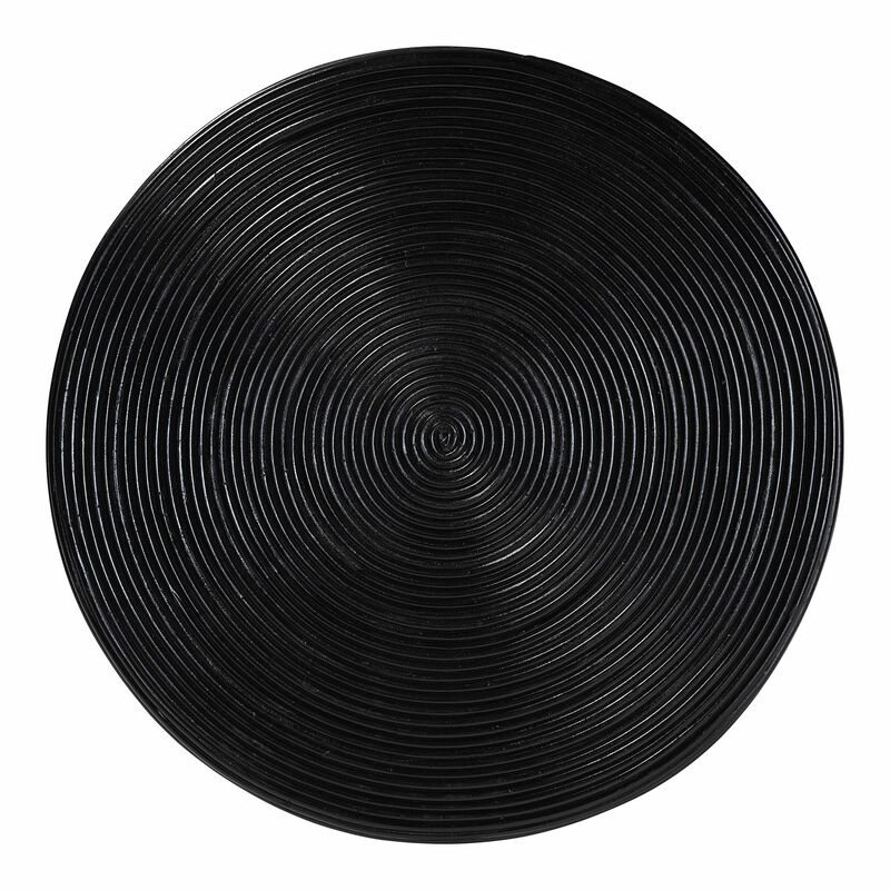 bali & pari Tokyo Laminated Natural Rattan Side Table –  Hourglass Accent Table with Modern Sculptural Design, Boho Chic Style for Living Room or Bedroom, Black