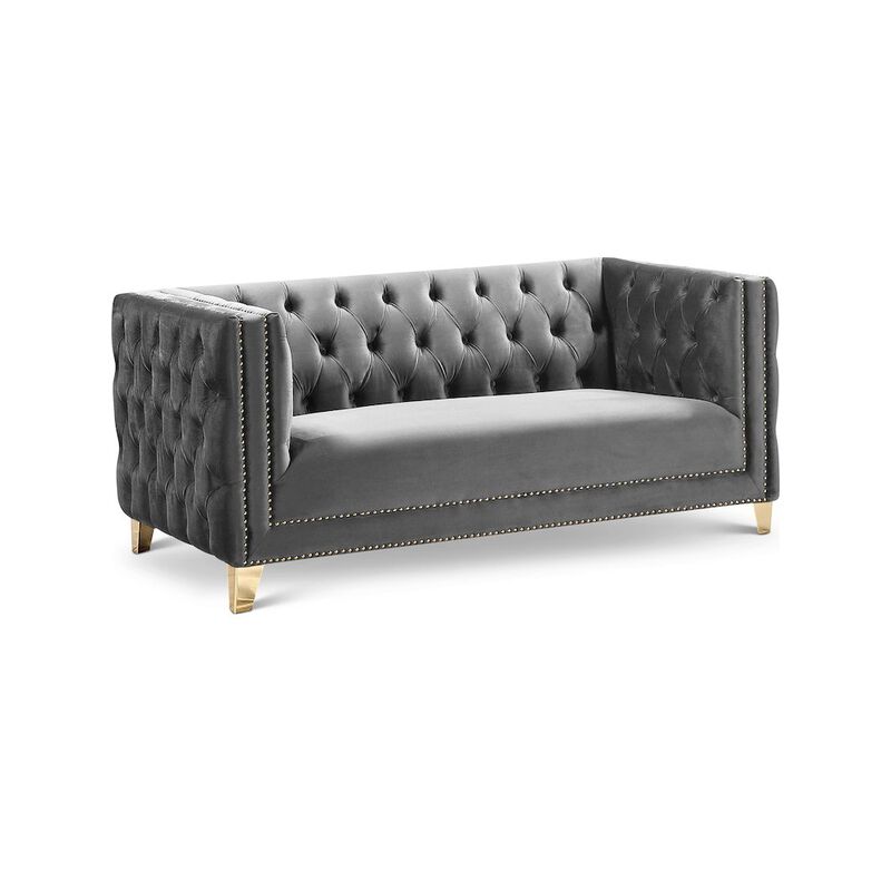 Meridian Furniture Michelle Grey Velvet Loveseat