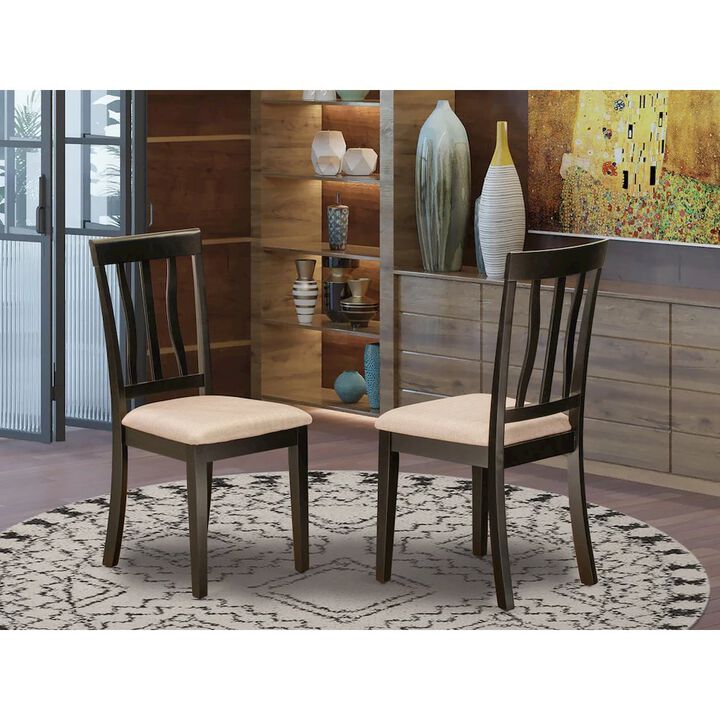 ANC-CAP-C Antique dining room chair for kitchen With Cushion Seat in Cappuccino Finish