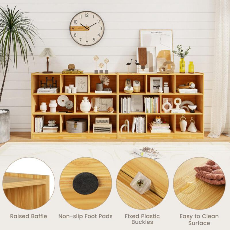 Hivvago 3-Tier Open Bookcase 8-Cube Floor Standing Storage Shelves