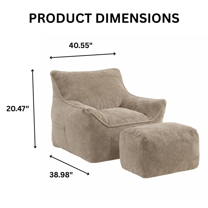 GOODSILO Soft Tufted Foam Filled Faux Fur Bean Bag Chair Comfy Lazy Sofa for Living Room Bedroom Ideal for Relaxing and Lounging image number 1