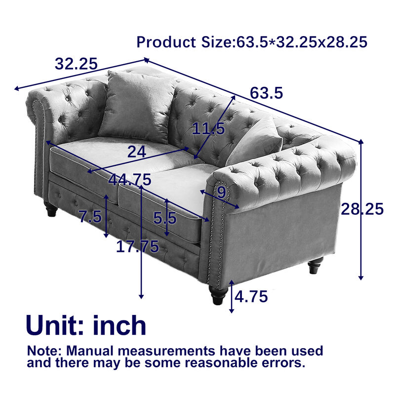 Bralru chesterfield loveseat image number 6