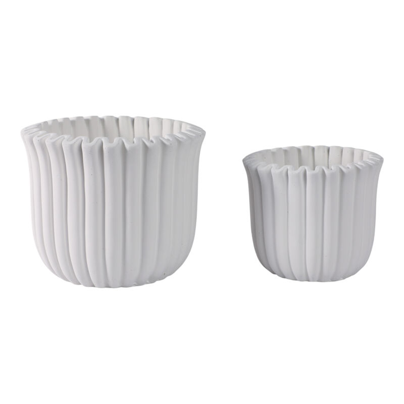 Fluted Planters, White Set