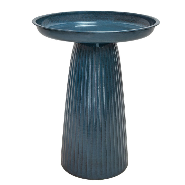 Glazed Gleeful Garden Metal Outdoor Bird Bath