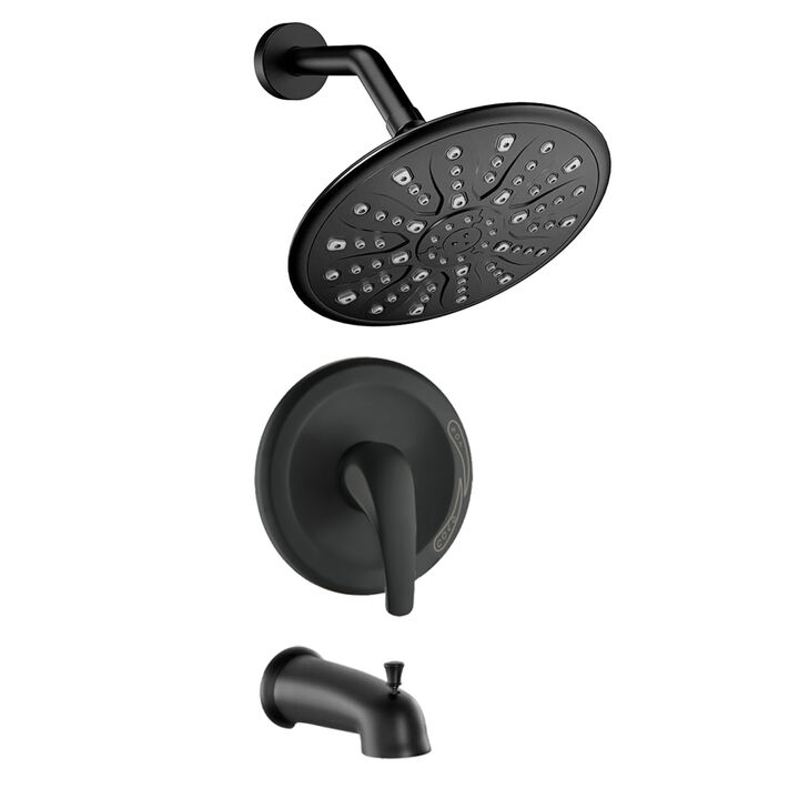 Single Handle Rain Showerhead With Handheld Shower Combo Set With Tub Spout (Valve Included)