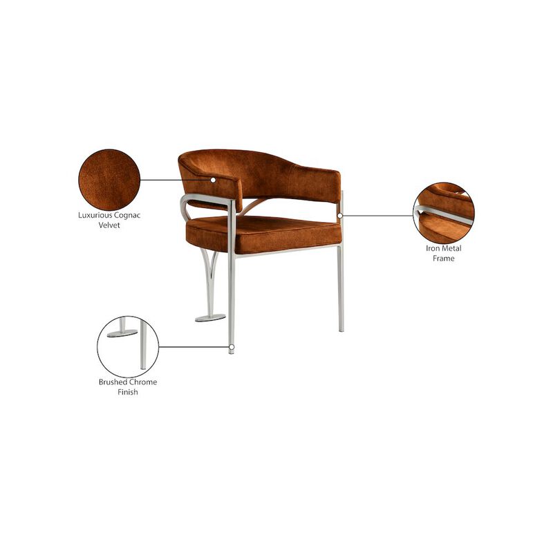 Meridian Furniture Madelyn Cognac Velvet Dining Chair, Set of 2