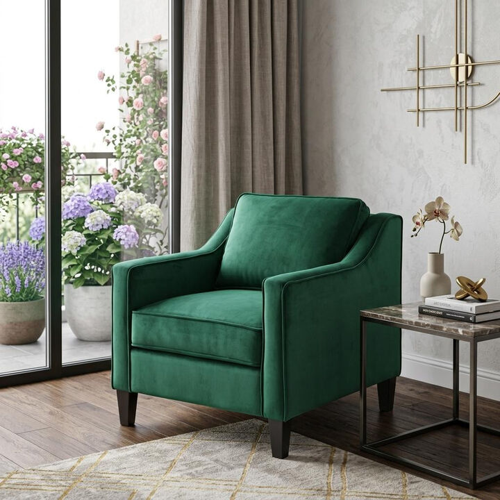 HomeRoots 31" Blue And Black Velvet And Wood Club Chair