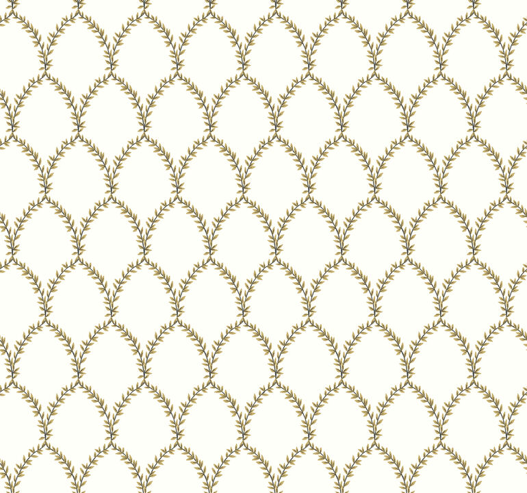 Laurel Gold & White Wallpaper