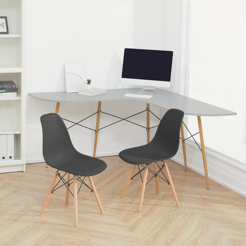 Teamson Home - Allan Plastic Side Dining Chair with Wood Legs Set of 2 image number 3