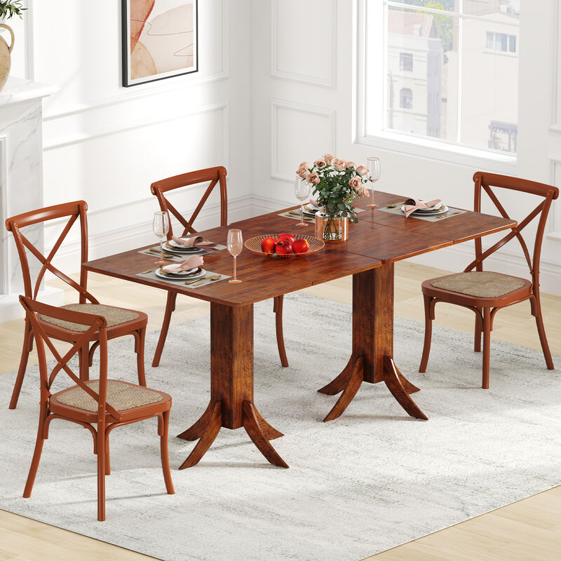 Small Space Dining Table – Square Top with Rubber Wood Pedestal Base