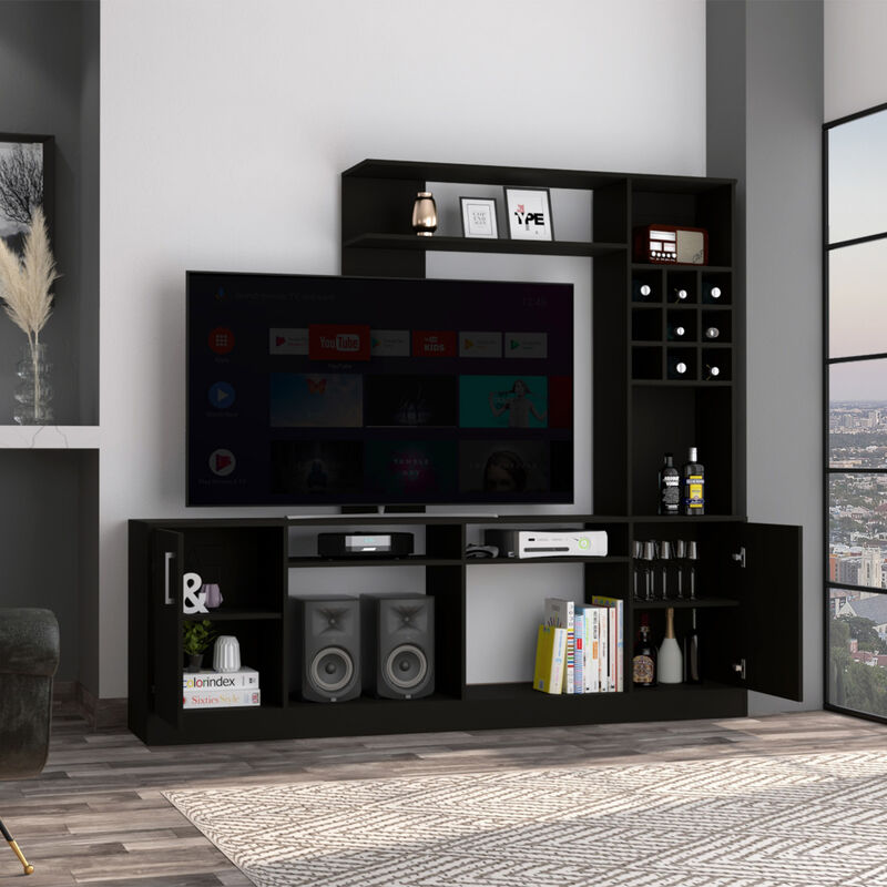 Streamdale Latrou 6-Bottle 2-Door Entertainment Center Black Wengue
