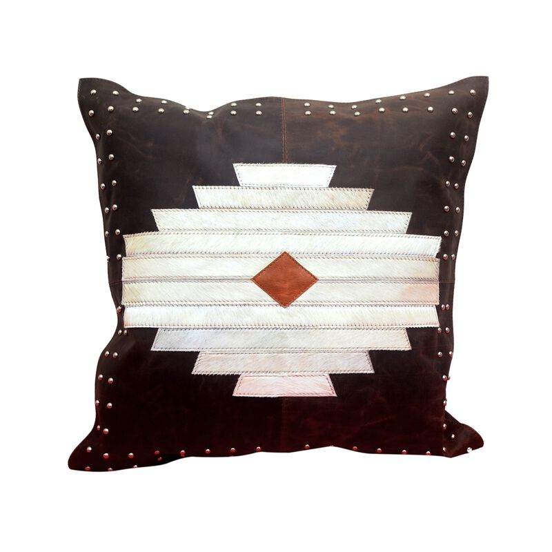 Aztec Genuine Leather & Hide Throw Pillow image number 0