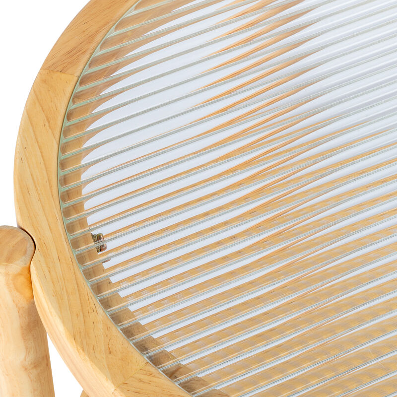 Small Round Rattan End Table with Glass Top for Living Room and Patio image number 4