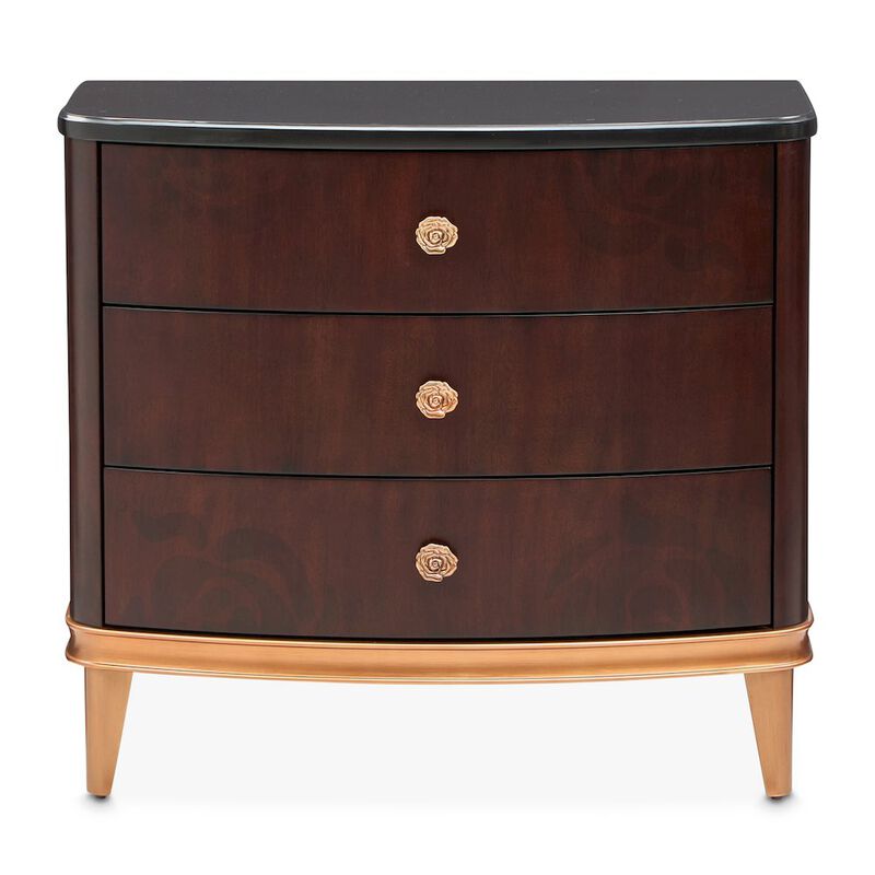 Michael Amini Camellia Field Nightstand - Warm Pecan