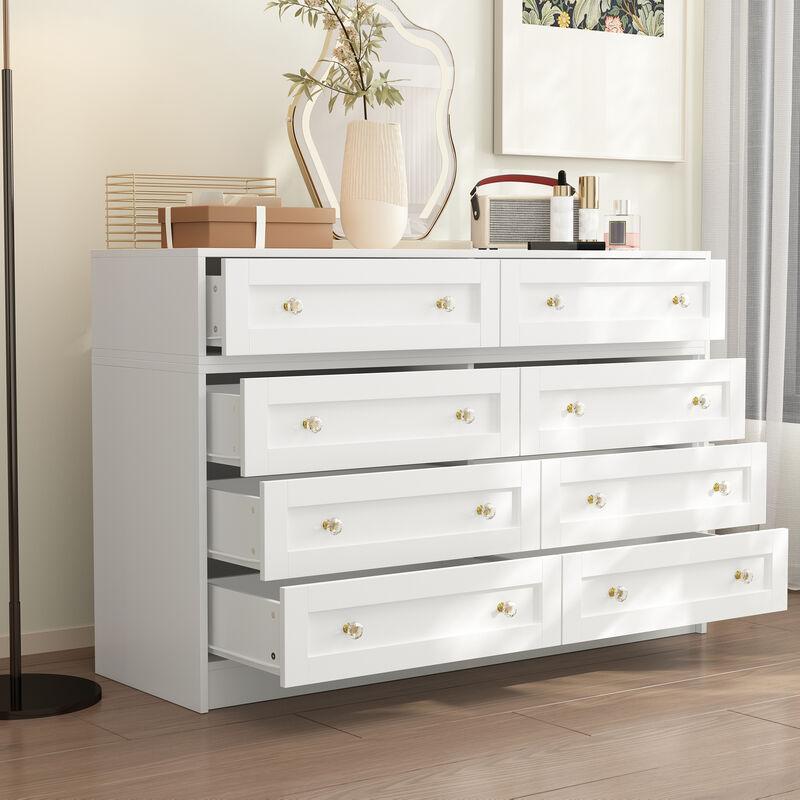 FUFU&GAGA White 8-Drawer Standard Dresser,(47.2" W x 15.7" D x 31.5" H), White