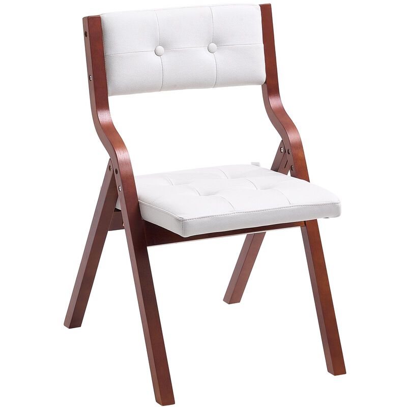 Wooden Folding Chairs Set of 2 with Cushion, Portable Padded Dining Chairs for Kitchen & Office image number 7