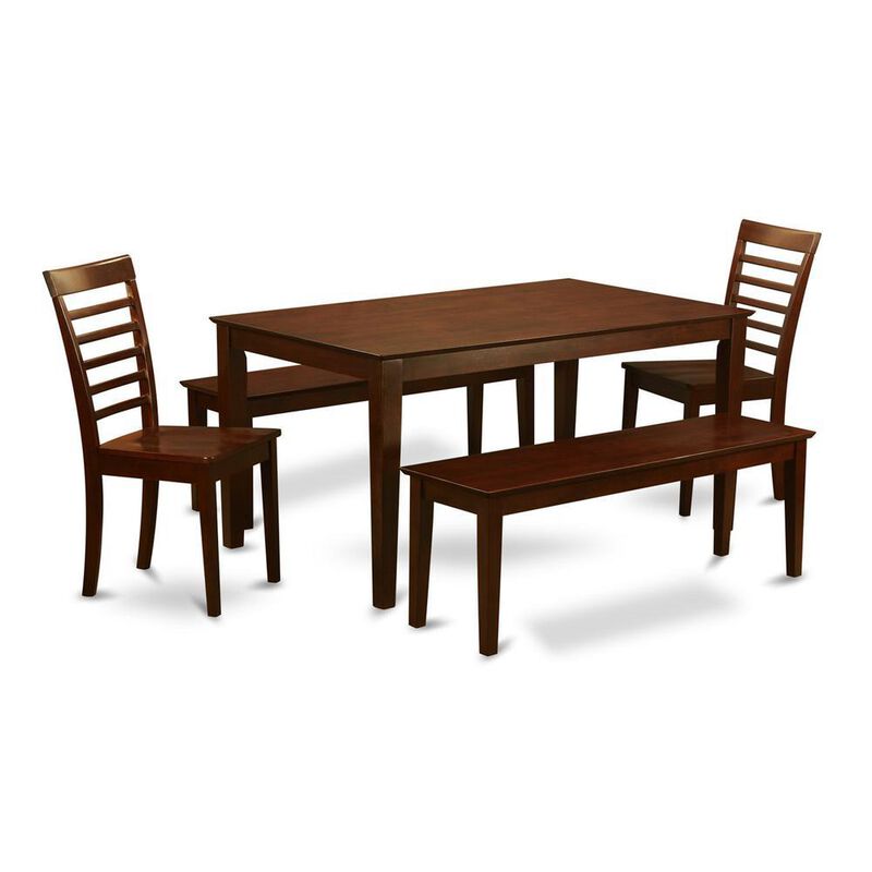 5 PC Dining room set-Kitchen Table and 2 Chairs and 2 Benches