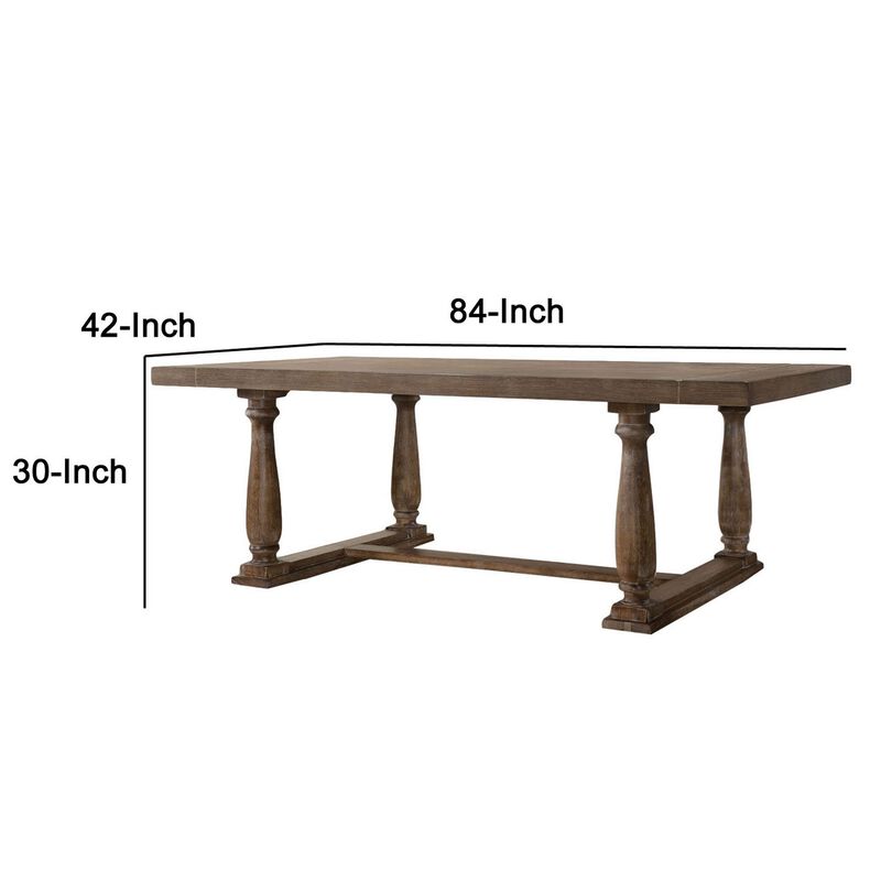 Traditional Style Wooden Dining Table with Rectangular Shape and Angled Legs, Brown - Benzara