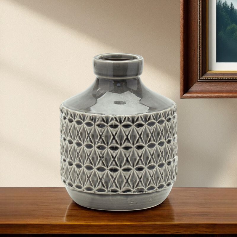 Decorative Geometric Bud Terracotta Vase &ndash; Modern Tabletop Vase for Fresh or Artificial Flowers