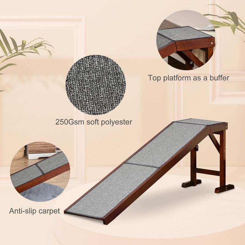 Brown Pet Accessibility: 74" Wooden Dog Ramp for Bed image number 5