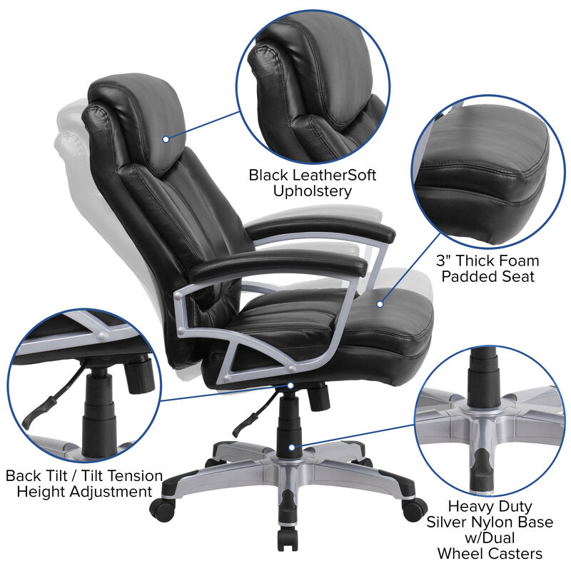 HERCULES Series Big & Tall 500 lb. Rated Black Fabric Executive Swivel Ergonomic Office Chair with Arms image number 5