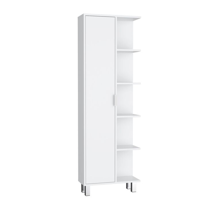 Crovie Linen 63-inch High Bathroom Cabinet Storage Cabinet with Four Open Shelves