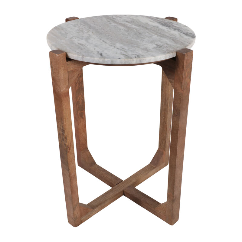 Modern Wood & Marble Accent Table image number 2