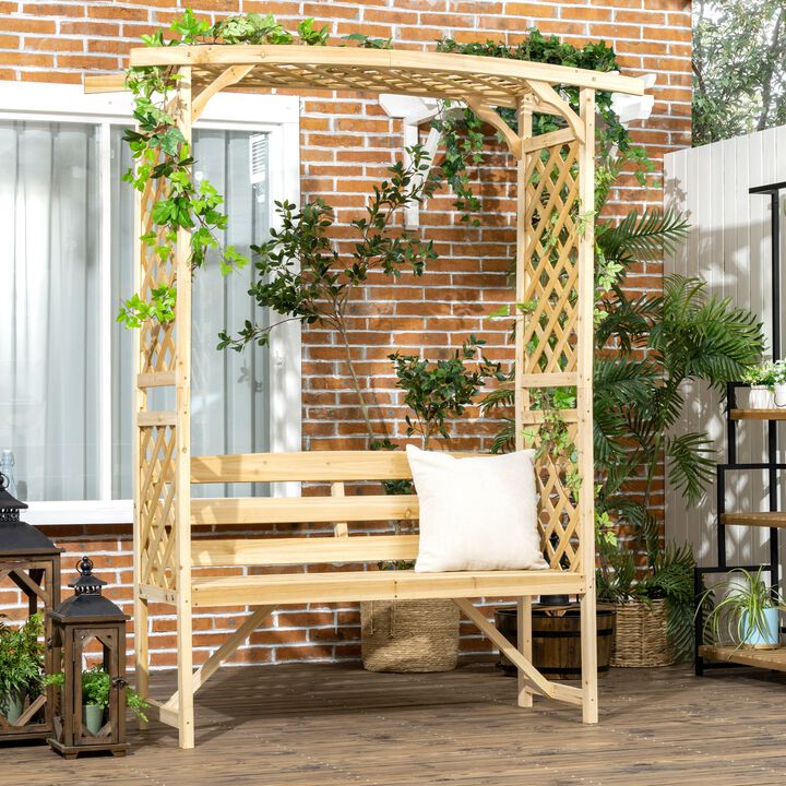 Natural Patio Garden Bench: Wooden Bench, Outdoor Bench for Vines/Climbing Plants