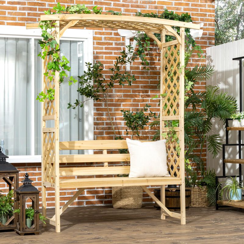 Natural Patio Seating: Wooden Garden Bench for Vines & Climbing Plants