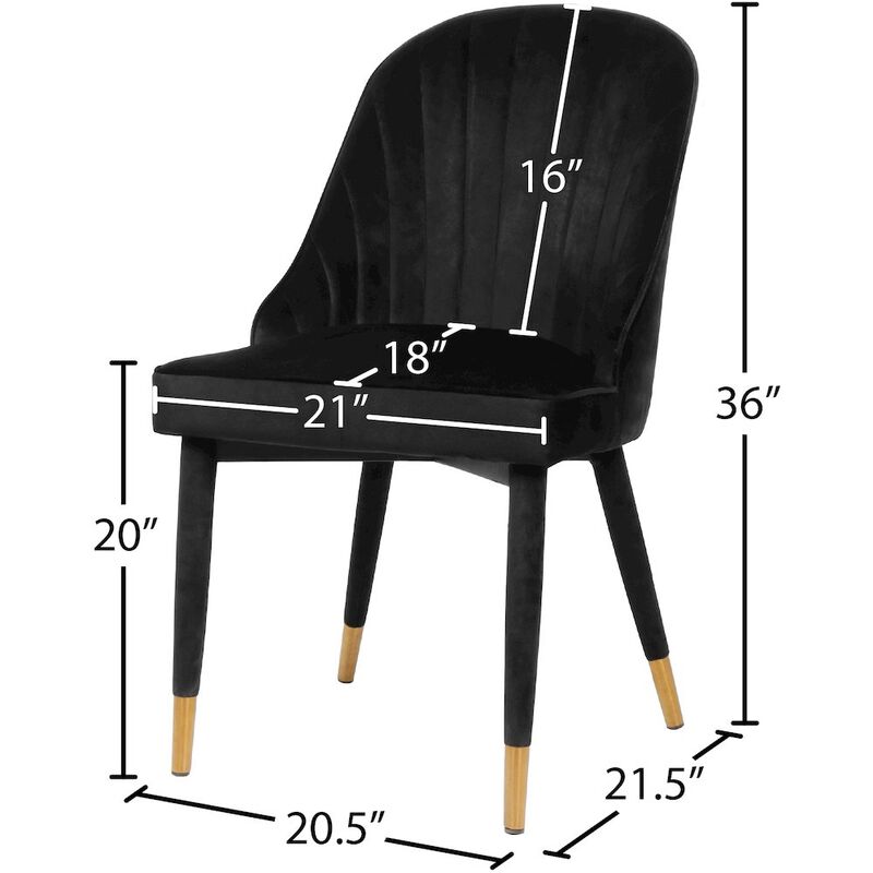 Meridian Furniture Belle Black Velvet Dining Chair, Set of 2