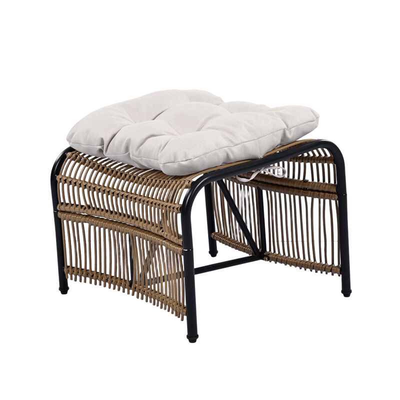 Merax 3 Pieces Wicker Outdoor Patio Furniture Set with Lounge Chair