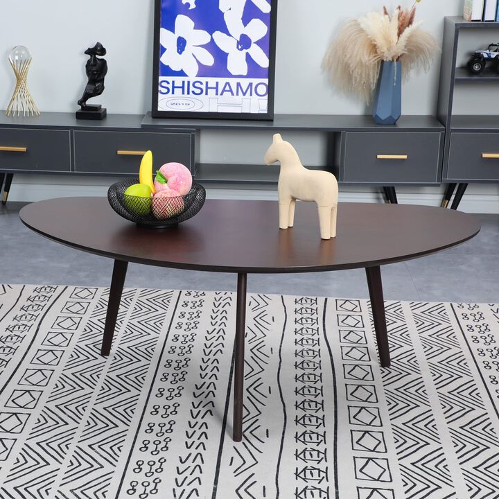 FIRMINANA Mid Century Modern Coffee Table,Large Oval Small Mangotop Coffee Table for Small Spaces, Espresso-47.3"" W x23.63 D x