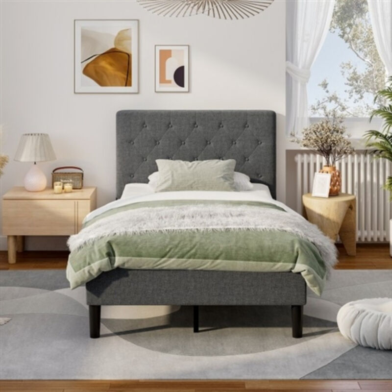 Upholstered Button Tufted Headboard Platform Bed – Luxe Comfort