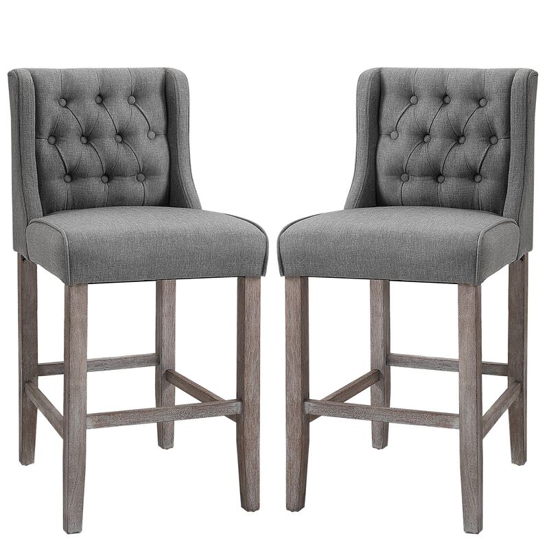 Chic Bar Seating: Grey Tufted Wingback Armless Counter Height Stools