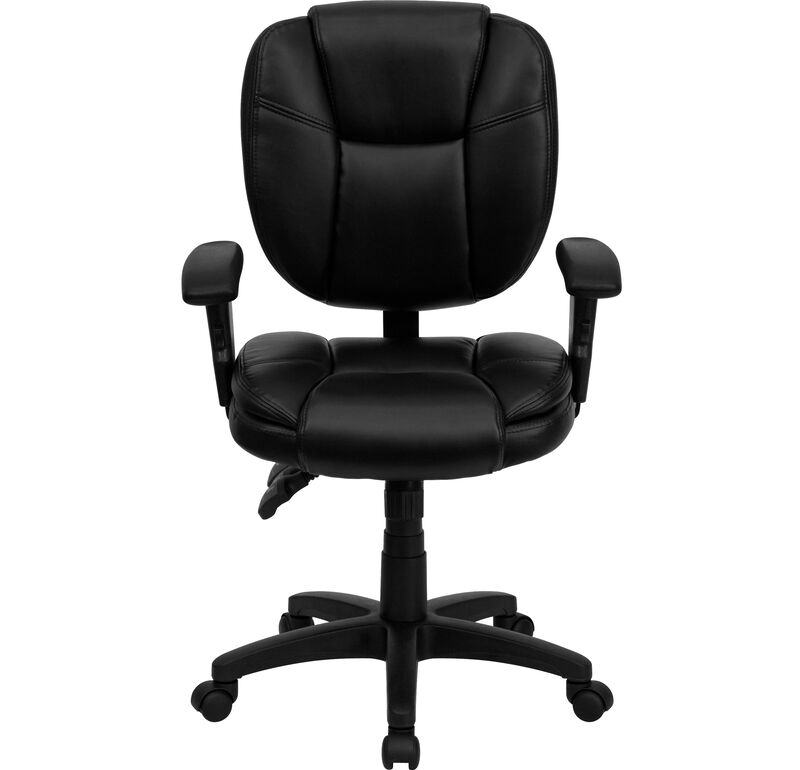 Caroline Mid-Back Fabric Multifunction Swivel Ergonomic Task Office Chair with Pillow Top Cushioning and Arms image number 4