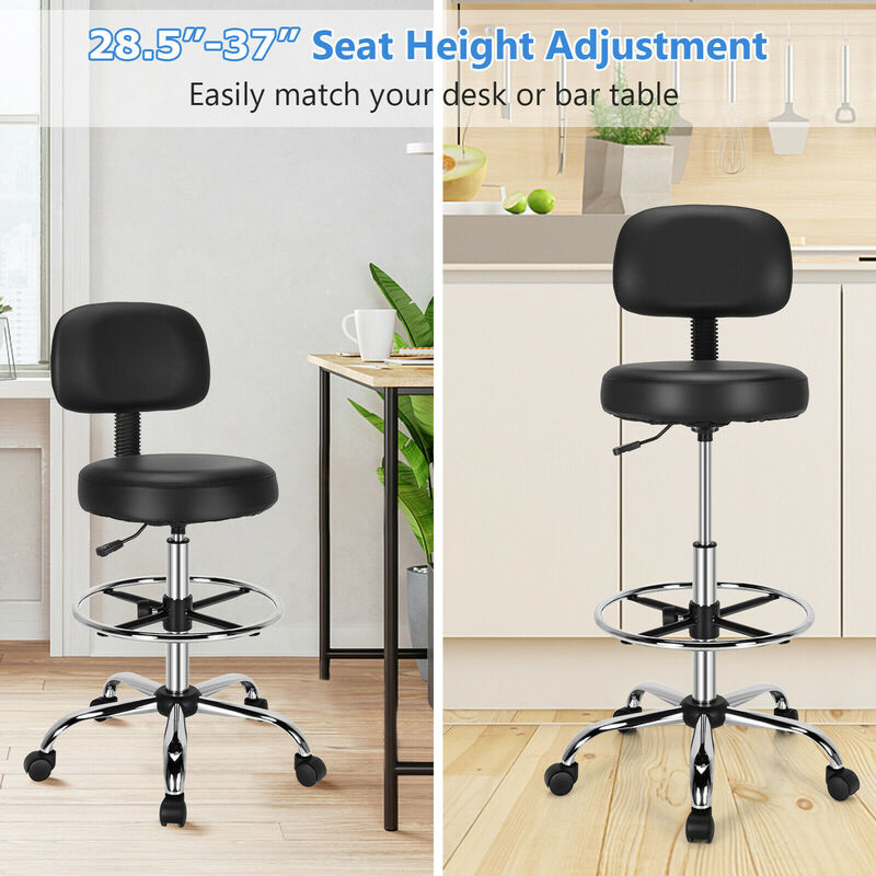 Costway Swivel Drafting Chair Tall Office Chair w/ Adjustable Backrest Foot Ring