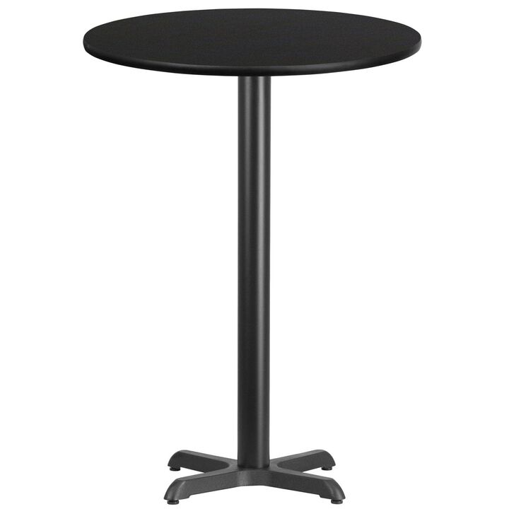Flash Furniture 30'' Round Black Laminate Table Top with 22'' x 22'' Bar Height Table Base